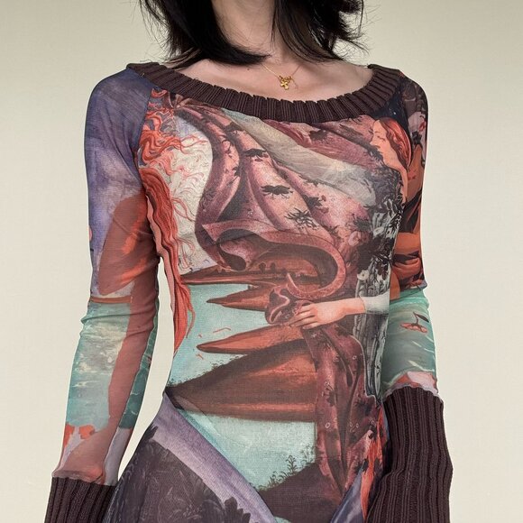 Jean Paul Gaultier birth of Venus mesh long sleeve dress - Picture 6 of 14